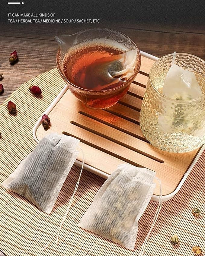 200pcs Disposable Tea Bags for Loose Leaf Tea, Tea Filter Bags with Free Tea Spoon for Loose Tea Loose Leaf Tea, Coffee, Spice, Herbs (QS53)