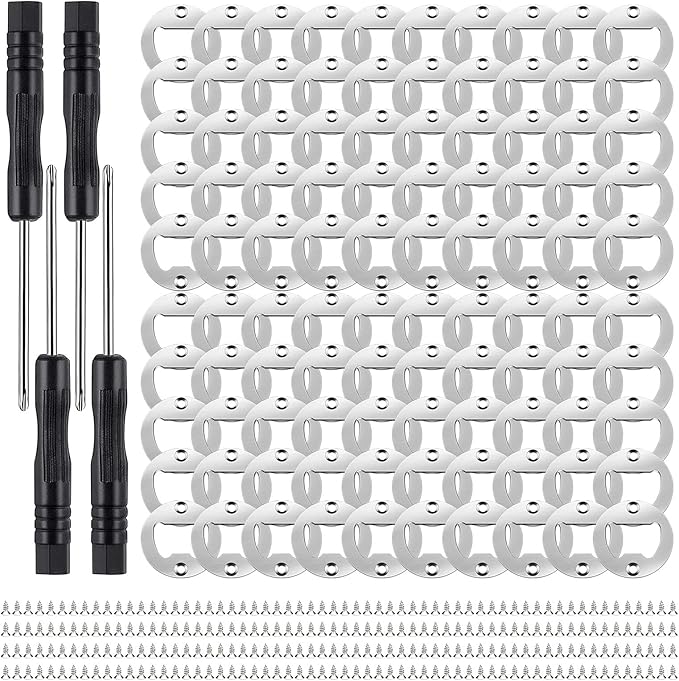 100 Set DIY Bottle Opener Hardware - Stainless Steel Metal Bottle Opener Insert Kits (Silver, 100 Set)