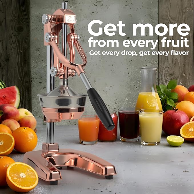 Zulay Professional Citrus Juicer - Premium Manual Citrus Press and Orange Squeezer - Metal Lemon & Lime Squeezer - Extra Tall Heavy Duty Cast Iron Manual, Rose Gold