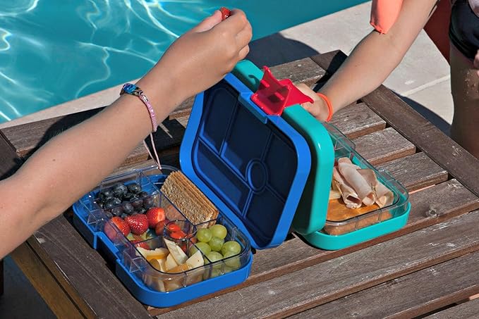 Yumbox Original Leakproof Kids Bento Box – 6-Compartment Tray – BPA-Free, Easy-Clean, Compact Lunchbox for Toddlers to Age 8 – Ideal for School (Surf Blue Rocket)