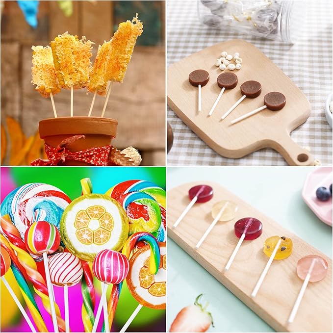 300Pcs 4 Inch White Paper Lollipop Sticks, Paper Sucker Sticks, Cake Pop Stick for Cake Toppers, Chocolate,Cookie,Rainbow Candy