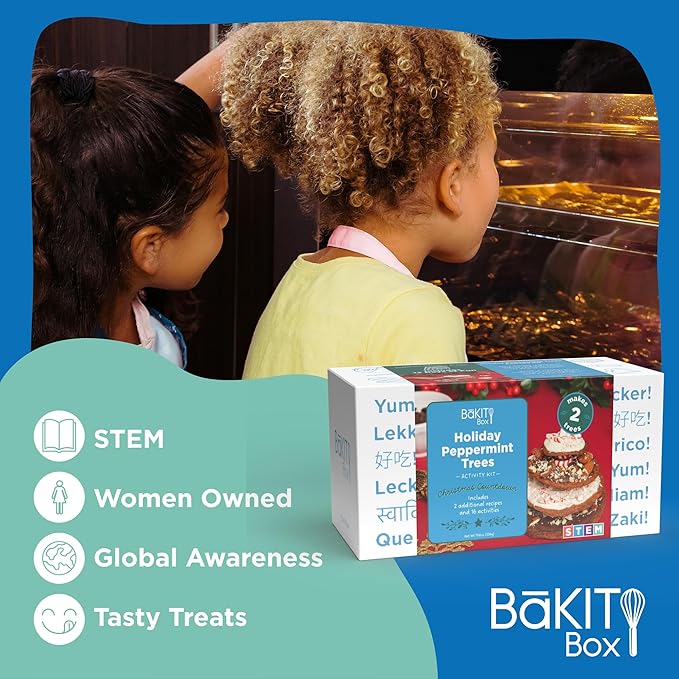 BāKIT Box Holiday Peppermint Trees Kit for Kids | DIY Christmas Cookie Decorating Kit | Fun Gingerbread House Alternative, Great Gift for Boys and Girls