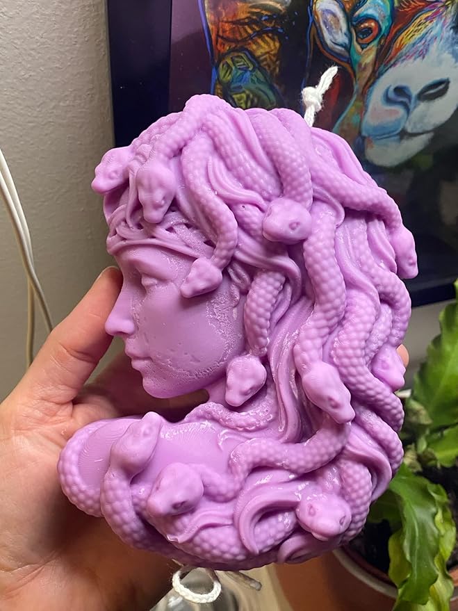 Large Realistic Medusa Snake Hair Face Silicone Molds, DIY Goddess Molds for Candle Making, Abstract face Aroma Gypsum Molds for Home Decor Art Crafts