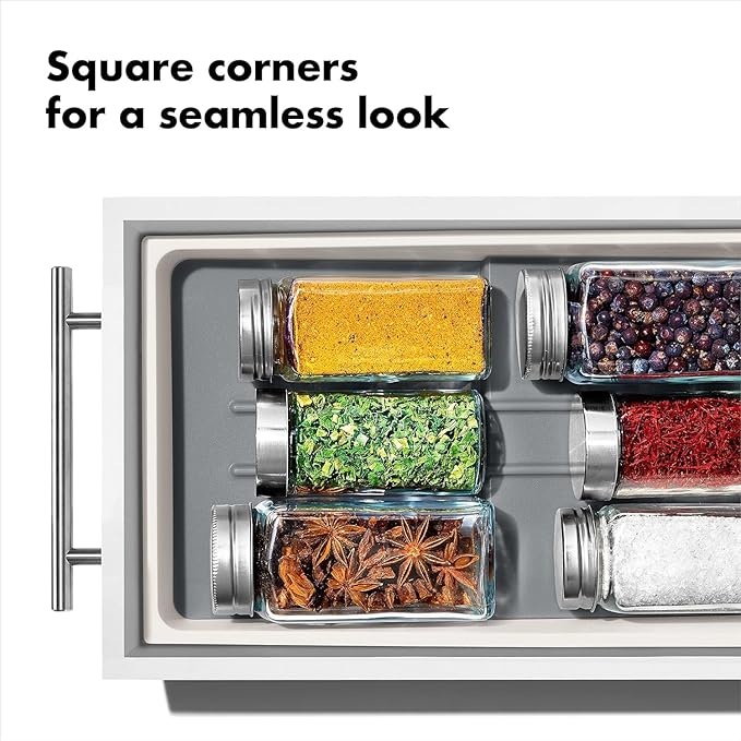 OXO Good Grips Kitchen Compact Spice Drawer Organizer, White - Pack of 2