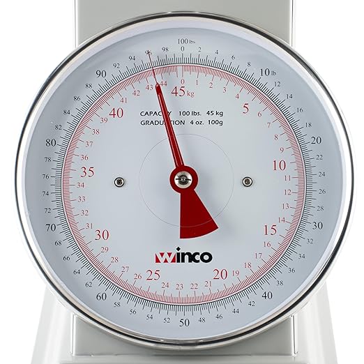 Winco Analog Receiving Scale with Dial, 100 Pound, 9"