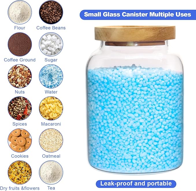 Glass Food Storage Jar with Lids Spoon Glass Coffee Canister Borosilicate Glass Food Containers for Ground Coffee Beans Nut Pasta Sugar Candy Spice Rice Tea (1200ml/40oz-1 pack-no spoon)