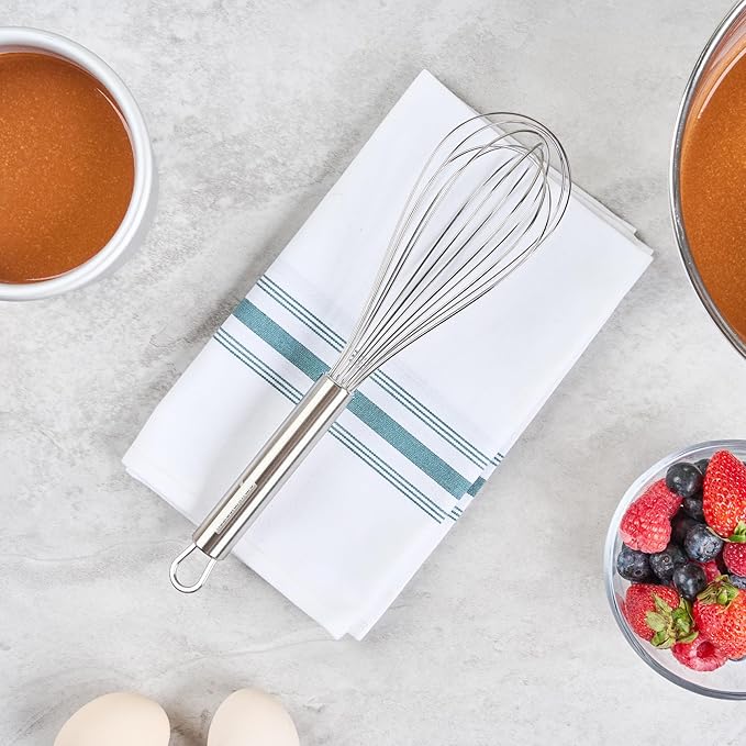 Restaurantware-German Standard 10.6 Inch French Whisk, 1 Dishwashable Kitchen Wire Whisk - Ergonomic Handle, Durable, Stainless Steel French Whip, For Blending, Stirring, Mixing Of Ingredients