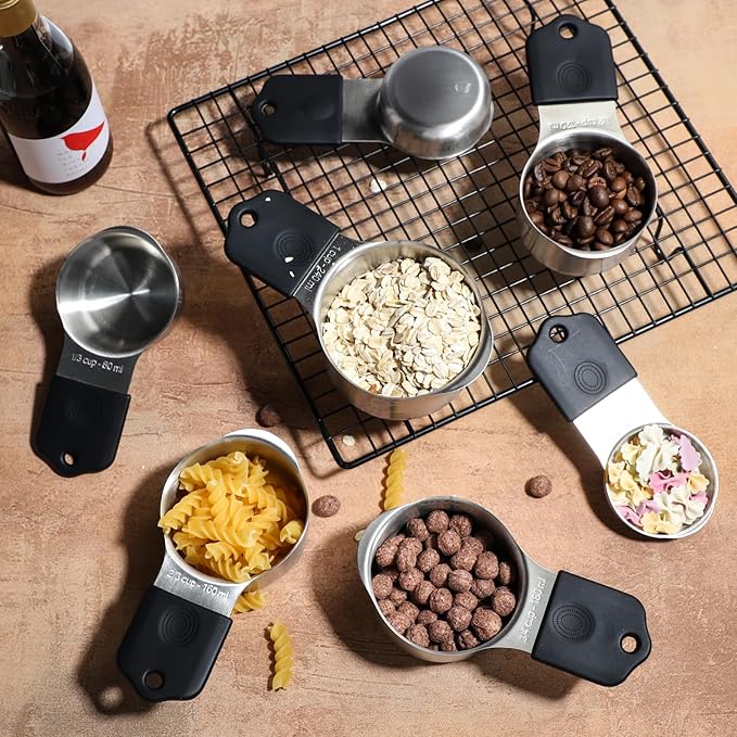 Magnetic Measuring Cups Set of 7 Stainless Steel Measuring Cups Kitchen Measuring Tools for Dry and Liquid Ingredients