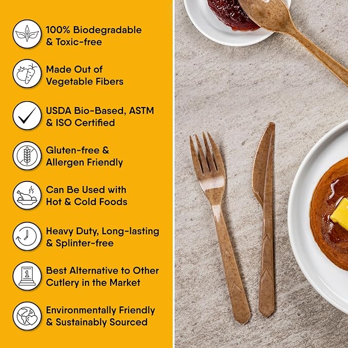 Premium Quality 100% Biodegradable Spoons Made of Vegetable Fibers, 300 PCS of 6.7” Long Heavy-Duty and Splinter Free Eco-Friendly Spoons, Perfect Sustainable Cutlery for All Types of Occasions