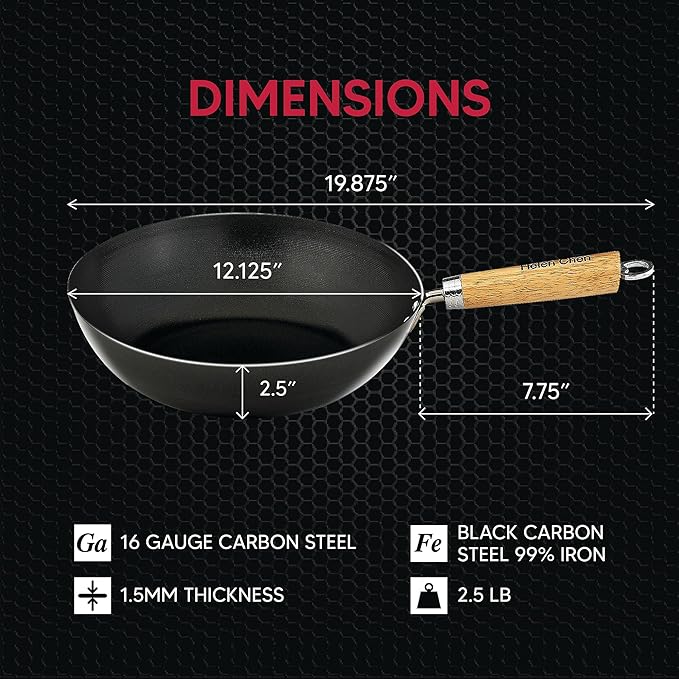 Helen's Asian Kitchen Wok, Non-Stick Xylan with Bamboo Handle, 12-Inches