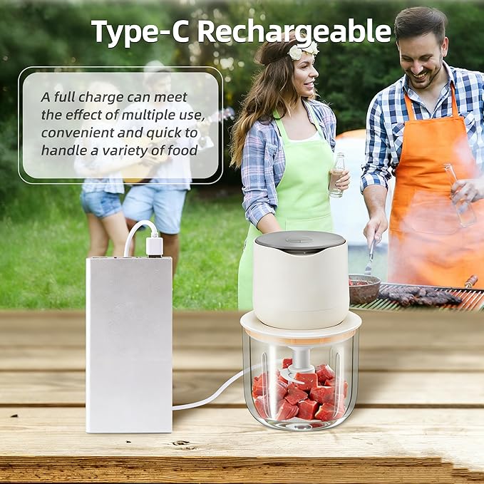 Electric Food Processor, 600ML Small Electric Food Chopper Glass Bowl for Meat Vegetables Onions Garlic, Meat Chopper Blender