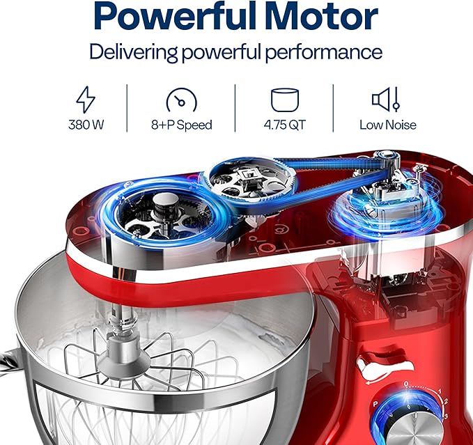 VIVOHOME 4.75 Quart Stand Mixer, 8 Speed Kitchen Electric Food Mixer with VIVOHOME Stand Mixer, 660W 10 Speed 6 Quart Tilt-Head Kitchen Electric Food Mixer