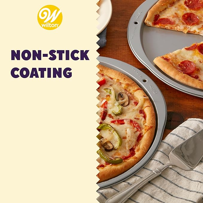 Wilton Recipe Right 12-Inch Pizza Pans, 2-Piece Set, Steel