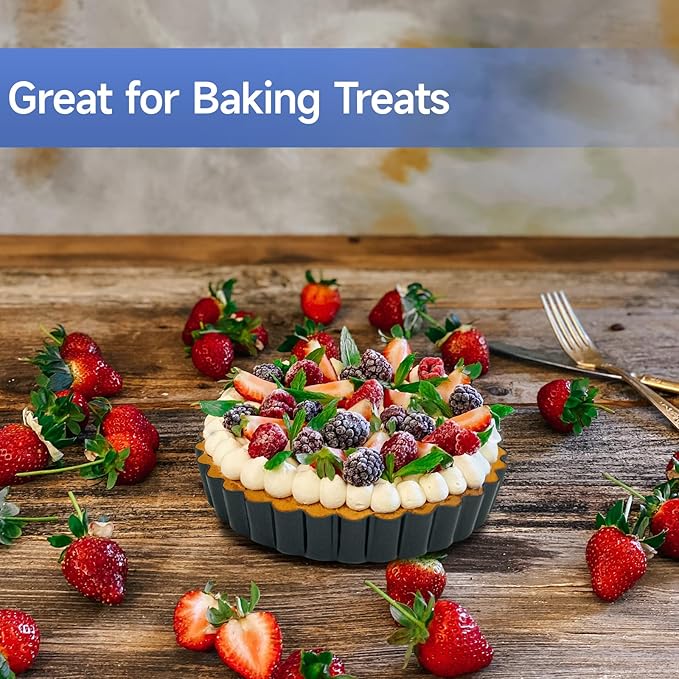 4 Pack 5-Inch Tart Pans with Removable Bottom, Nonstick Quiche Pan Fluted Pie Pans for Baking Treats, Pie, Quiches, Tartlets