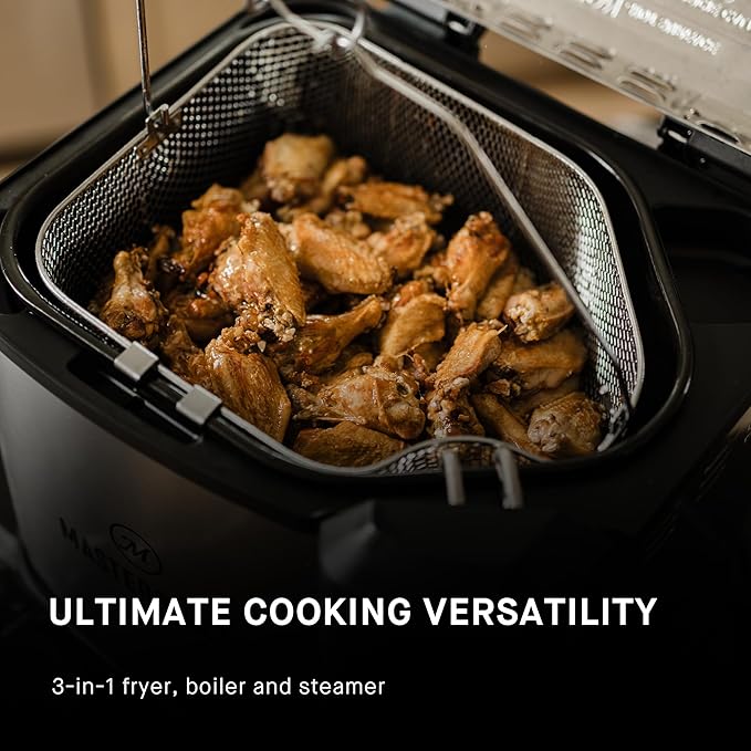 Masterbuilt® 3-in-1 10 Liter XL Electric Turkey Fryer plus Boiler and Steamer Combination with Drain Basket and Breakaway Safety Cord in Stainless Steel