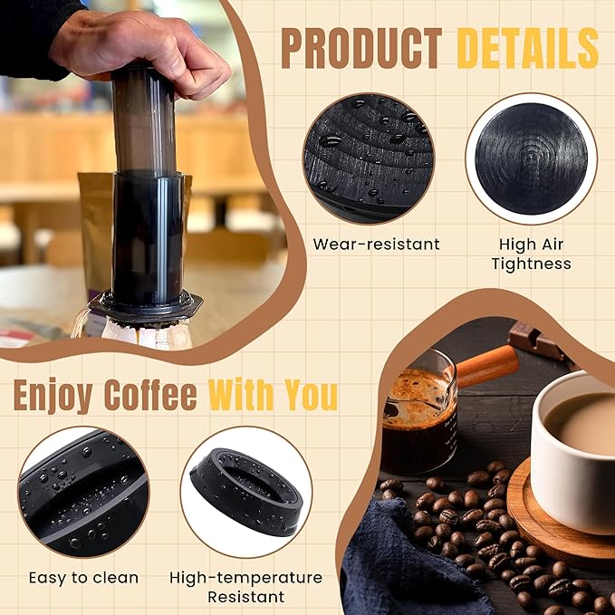 AMI PARTS Plunger Rubber Gasket Replacement Part for AeroPress Coffee and Espresso Maker (2pc)