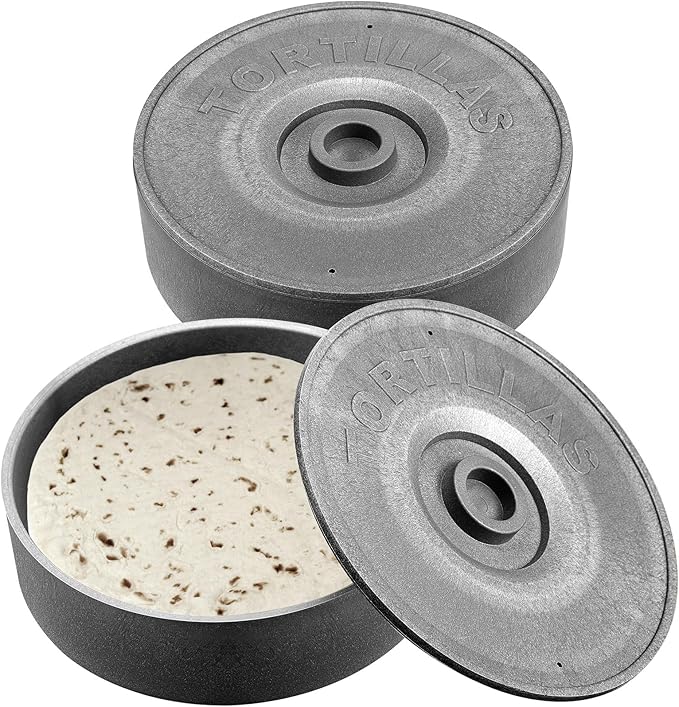 Sabary 2 Pcs Tortilla Warmer with Lid 8.5 x 2.4 Inch Robust Plastic Tortilla Holder Taco Keeper Pancake Waffles Food Container Microwave Save for Mexican Night Fiesta Party Home Restaurant Bar (Gray)