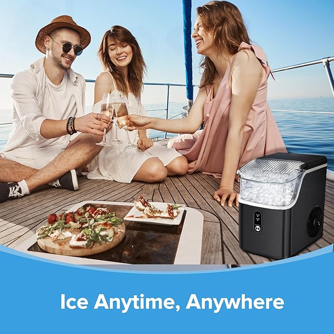Electactic Countertop Nugget Ice Maker Pro - 34lbs/24H, Self-Cleaning Pellet Ice Machine with Soft Chewable Ice, One-Touch Operation for Home, Kitchen, Office,Party (Black)