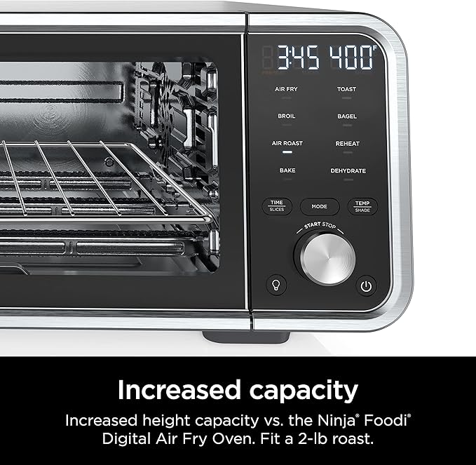 Ninja SP201 Digital Air Fry Pro Countertop 8-in-1 Oven with Extended Height, XL Capacity, Flip Up & Away Capability for Storage Space, with Air Fry Basket, Wire Rack & Crumb Tray, Silver