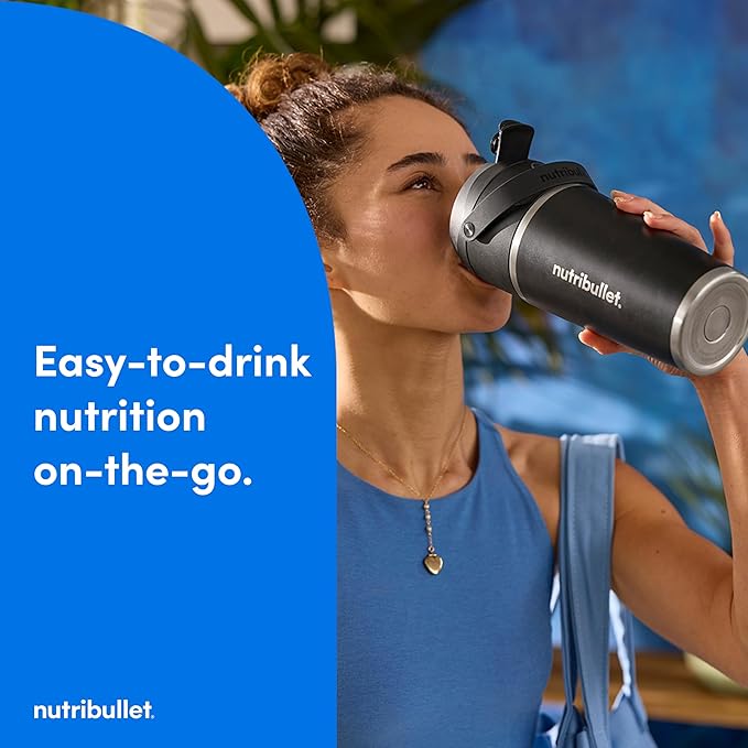 nutribullet Flip Portable Blender with Insulated Cup, Cordless, Brushed Stainless, NBPB50350SS
