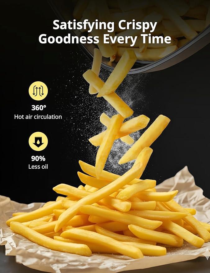 COMFEE' Small 2.1 Quart Digital Air Fryer, Compact Design for 1–2 People, Touch Screen Controls, 360-Degrees Hot Air Circulation, Ceramic Basket, and 4 Cooking Presets