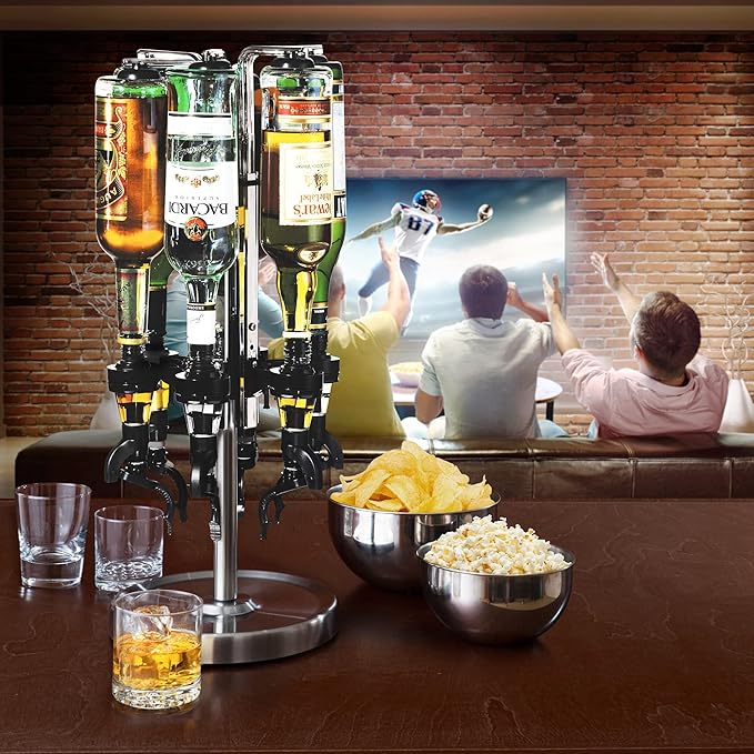 OGGI Professional 6-Bottle Revolving Liquor Dispenser, Stainless Steel