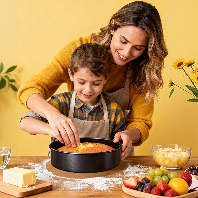 Round Cake Pans Set of 3 (6, 8, 10 Inch), Nonstick Circle Cake Pan with 90PCS Parchment Paper for Layer Cakes Deep-Dish Pizza Tart, Baking Pans Set for Christmas Birthday Thanksgiving, Dishwasher Safe