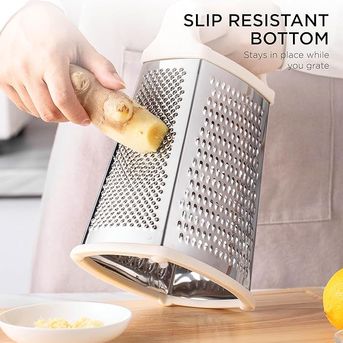 Rae Dunn Everyday Collection Multifunction Grater- Stainless Steel Grater and Zester for Cheese, Spices, Vegetables, Cream