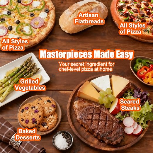 OLIXIS Pizza Oven Indoor, 1600W Electric Pizza Oven Fast Heating, 4 Modes Pizza Maker for 12 Inches, with Pizza Stone & Spatula, Upper-Bottom Independent Heating Temperature Control