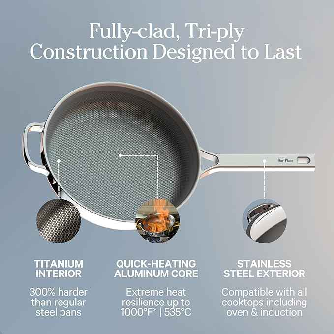 Our Place Mini Titanium Pro Cookware Duo | 6-Piece Tri-Ply Titanium Cookware Set with Always Pan Pro & Perfect Pot Pro | Non-Toxic No-Coating Nonstick | Induction & Oven-Safe up to 1000°F | Chrome