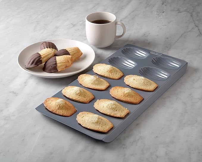 Fox Run Premium Non-Stick Madeleine Pan, Set of 2, Grey Carbon Steel, 12-Cup