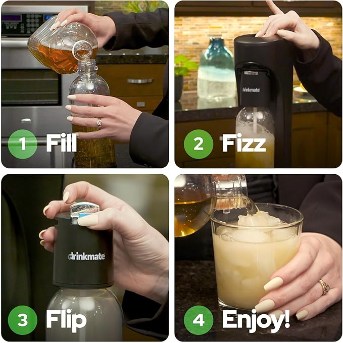 Drinkmate OmniFizz Sparkling Water Maker & Soda Streaming Machine | Carbonates Any Drink | BPA-Free Bottle | No Batteries or Electricity Required | CO2 Not Included (Classic White)