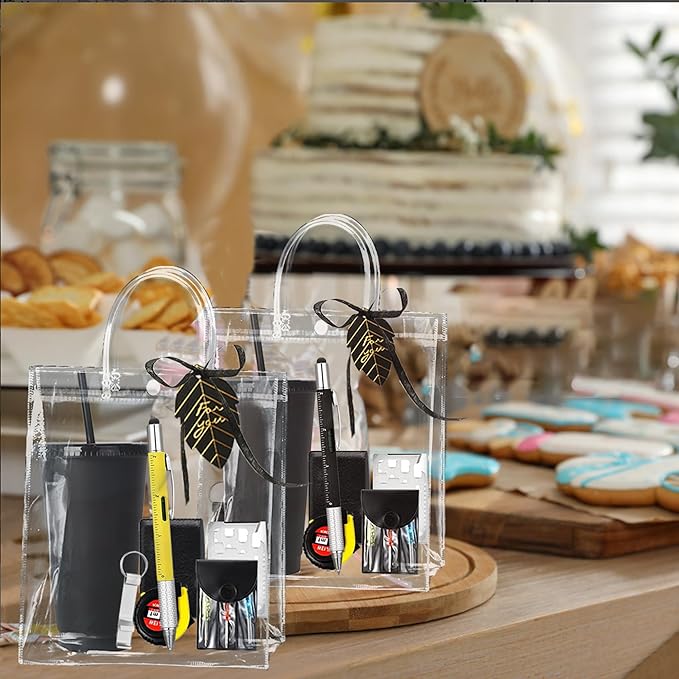 Baby Shower Prizes for Men - 6 Pack Complete Game Prize Set for Dad & Male Guests - Includes Survival Card Tool, Tape Measure, Bottle Opener Keychain, Plastic Cups, Pen, Screwdriver & Gift Bags