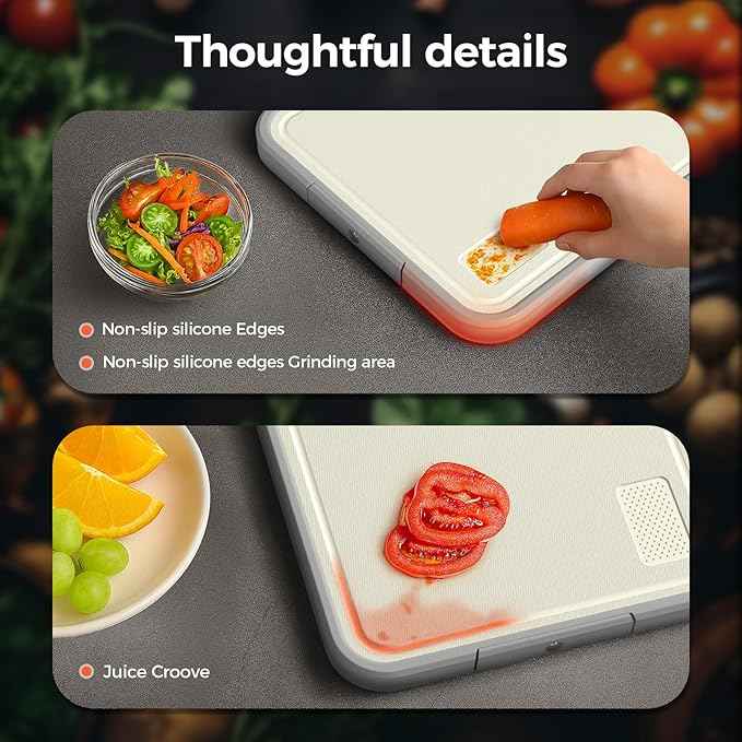 Stainless Steel Cutting Board for Kitchen, 2-in-1 Double-Sided Chopping Board, Food Grade Stainless Steel/PP (Silver, Set of 2(S+M))