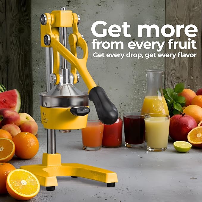 Zulay Kitchen Cast Iron Juicer - Heavy Duty Manual Juicer with Detachable Strainers for Easy Cleaning, Orange Juice Press for Citrus Fruits, Perfect for Bartenders, Juice Lovers & Health Enthusiasts