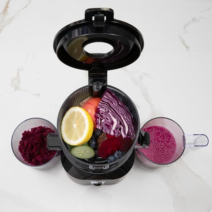 Omega Cold Press Juicer – Slow Masticating Hands Free Juicer Machine for Vegetables and Fruits with Wide Mouth Hopper for Whole Recipe Batch Juicing, Time Saving Series, Easy to Clean, 150-Watt Motor