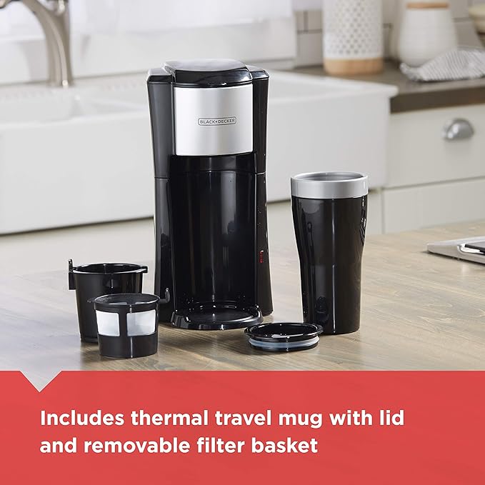 BLACK+DECKER CM618C Single Serve Coffee Maker, Black
