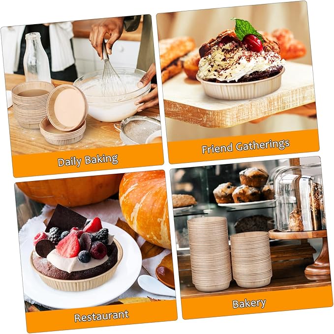 200pcs Madeleine Pan Mini Tart Pans for Baking Round Bottom Tart Trays Oven Microwave Safe Non-stick Cups