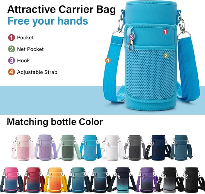 DYSANKY Insulated Water Bottle | Thickened Stainless Steel Vacuum Metal | Portable Sports Water Jug for Gym and Hiking with Straw, Carrier Bag, Handle Strap | BPA-Free 32 oz