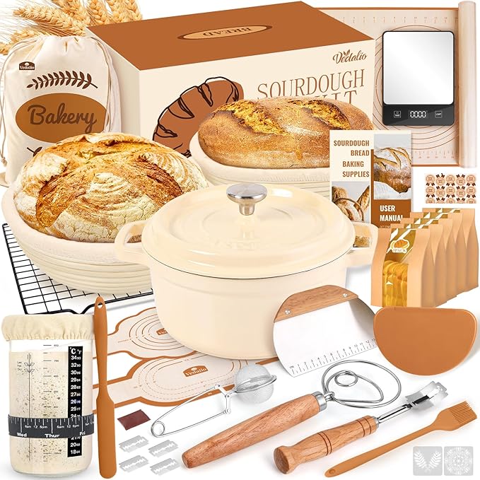 Sourdough Starter Kit with Dutch Oven, Sourdough Bread Baking Supplies, Sour Dough Starter Kits, Sourdough Accessories, Sour Dough Tools Sourdough Tools Kit Dutch Oven for Sourdough Bread Baking