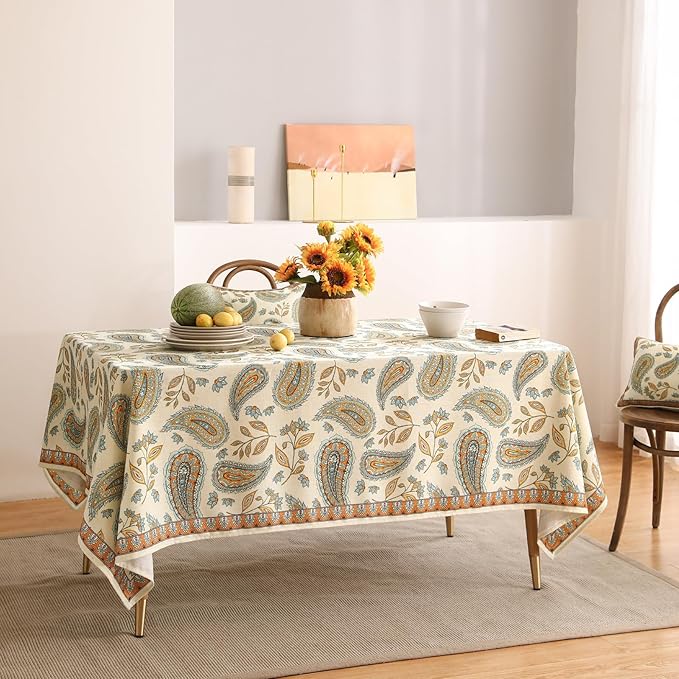 patdrea Designer Vintage French Rectangular Table Cloth,Italian Floral Wrinkle Free Extra Long Tablecloth,Decor Table Cover for Kitchen Dining,Christmas,Tea Party,Thanksgiving,63"x110"-Lysaniya
