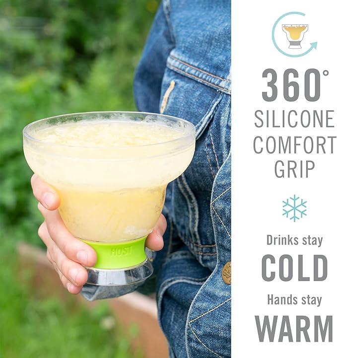 HOST Freeze Stemless Margarita Glasses Double Walled Insulated Gel Chiller Plastic Margarita Cups - Frozen Cocktail Glass, Set of 1, 12 oz, Green
