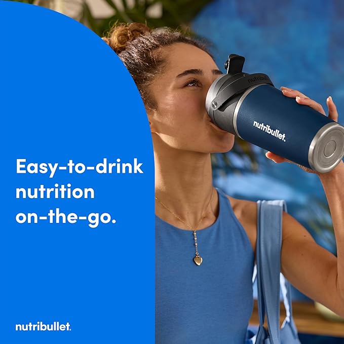 nutribullet Flip Portable Blender with Insulated Cup, Cordless, Matte Indigo, NBPB50350IND