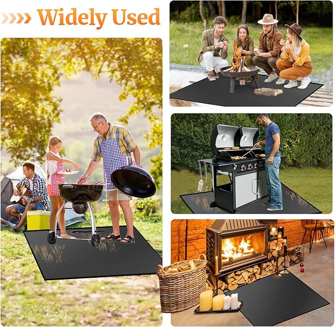 44" Square Fire Pit Mat/Under Grill Mat Fireproof Waterproof Oil-Proof, 4 Layers Fireproof Mat Fire Pit BBQ Pad Protect Mat for Deck Patio Grass Outdoor Wood Burning Fire Pit and BBQ Smoker