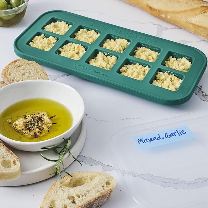 Souper Cubes 2 Tbsp. Silicone Freezer Molds - Perfect for Storing Garlic, Herbs, Ginger, Pesto, Tomato Paste, Lemon Juice, Purees and More - Kale – 2-Pack
