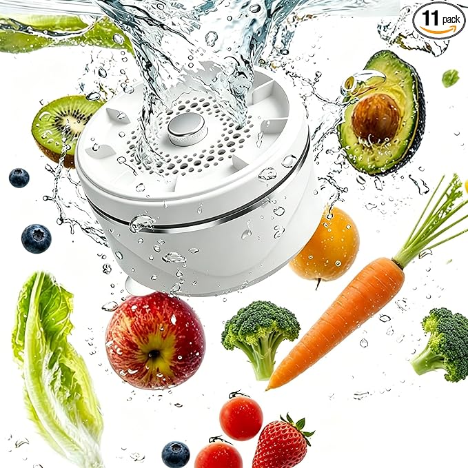 Fruit and Vegetable Washing Machine, Fruit Cleaner Device Waterproof Fruit and Vegetable Purifier Clean Produce with Titanium Electrolysis Purification for Home Kitchen