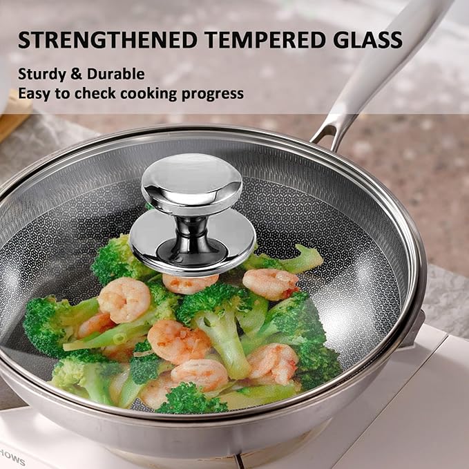 Glass Lid for Pots and Pans, 10.25 and 12 inch Cookware Cover Lid Replacement Set 2 Pcs