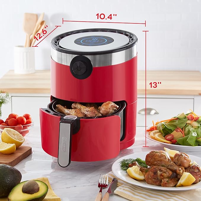 Dash AirCrisp® Pro Digital Air Fryer - Adjustable Temperature Control - Auto Shut-Off Feature & Multiple Presets - Removable Crisper Basket - 3 Quarts - Red