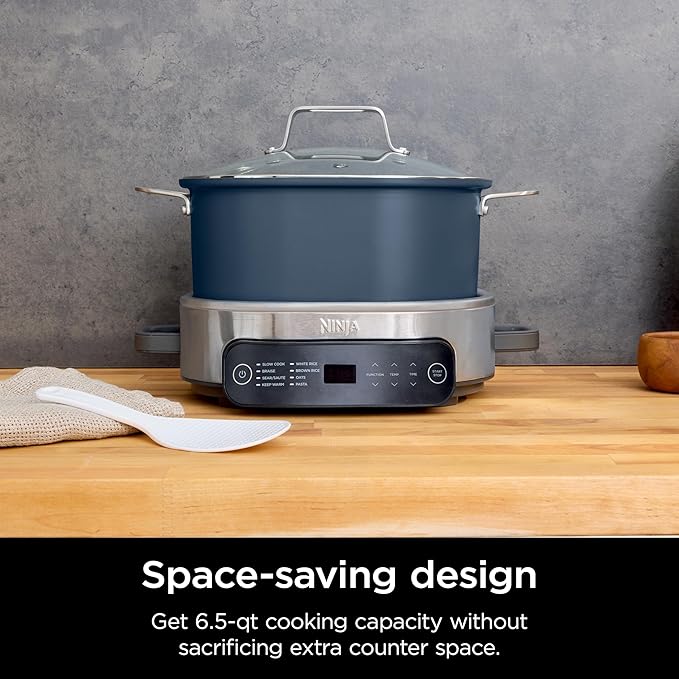 Ninja MC1101 Foodi Everyday Possible Cooker Pro, 8-in-1 Versatility, One-Pot Faster Cooking Replaces 10 Tools, Family-Sized Capacity with Adjustable Temp Control, 6.5 quarts, Midnight Blue