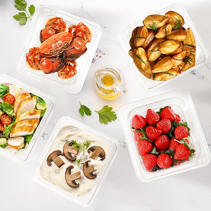 6 Pack 4'' Deep NSF Food Pans 1/6 Size | Commercial Food Storage Containers | Polycarbonate Plastic Pans for Restaurant Kitchen | Commercial Grade for Food Prep | Clear